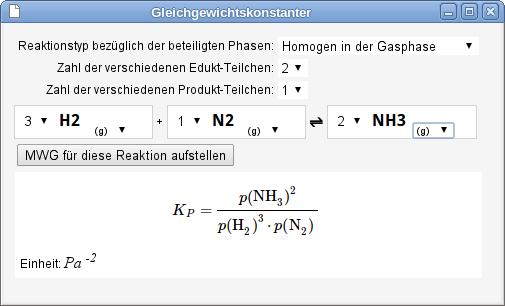 Abbildung Gleichgewichtskonstanter